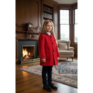 Vtg Fieldston Clothes Girls Wool Toggle Pea Coat Red Sz 6 girls kids made in USA